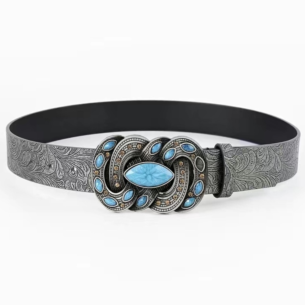 Pu Leather Boho Western Cowgirl Gemstone Belt - Picture 1 of 5
